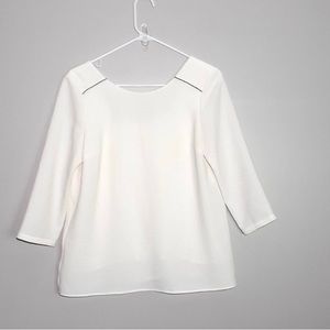 Sezane Square Back 3/4 White Blouse Size 38